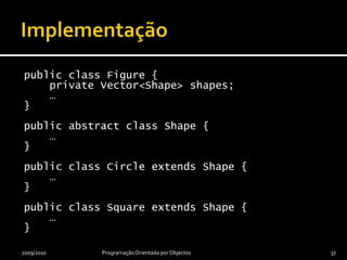 Desenho2009/2010Programação Orientada por Objectos36FigureShape…………CircleSquare…………