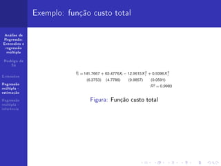 Exemplo: função custo total

 Análise de
Regressão:
Extensões e
 regressão
  múltipla


 Rodrigo de
    Sá


Extensões

Regressão
múltipla -
estimação

Regressão                    Figura: Função custo total
múltipla -
inferência
 