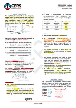 www.cers.com.br
CONCURSO DA CVM
Matemática Financeira
Marcos Luciano
1
 