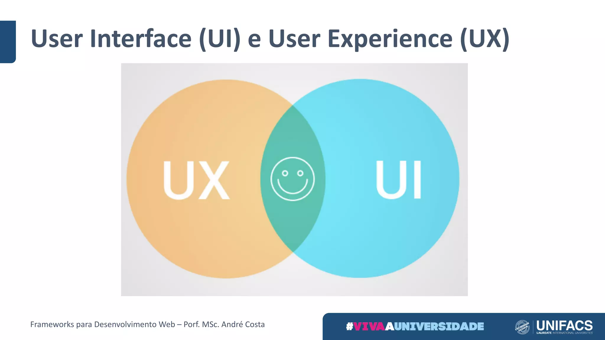 User Interface	(UI)	e	User Experience	(UX)
Frameworks	para	Desenvolvimento	Web	– Porf.	MSc.	André	Costa
 