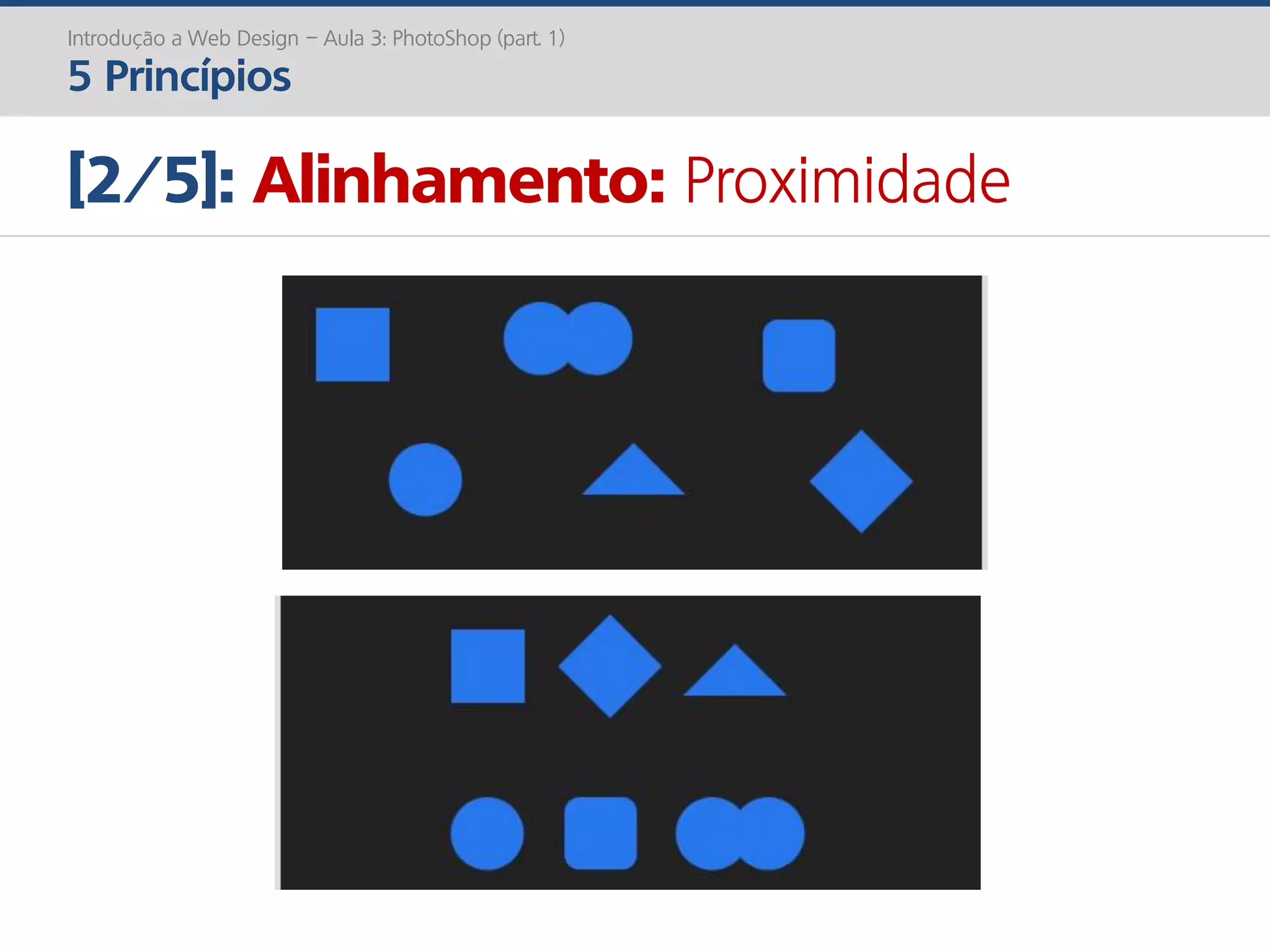 Introdução a Web Design – Aula 3: PhotoShop (part. 1)
5 Princípios
[2/5]: Alinhamento: Proximidade
 