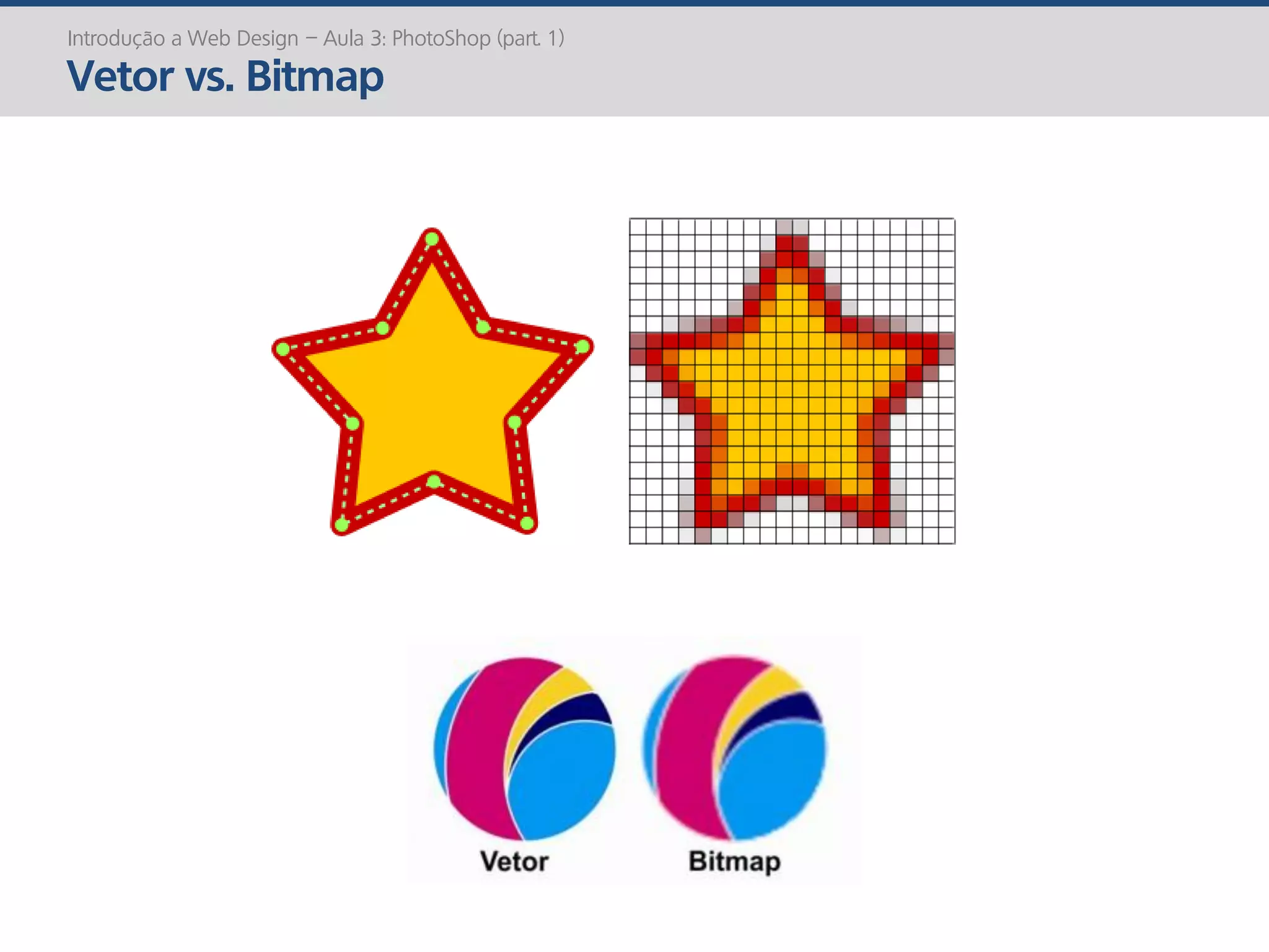 Introdução a Web Design – Aula 3: PhotoShop (part. 1)
Vetor vs. Bitmap
 