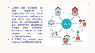 Sus Raps SAUDE MENTAL - REDES DE ATENÇÃO PSICOSSOCIAL (RAPS) | PPTX