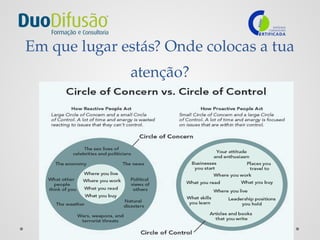 Em que lugar estás? Onde colocas a tua
atenção?
 