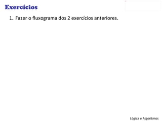 Exercícios Fazer o fluxograma dos 2 exercícios anteriores. 