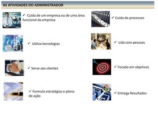 ATITUDE – é o saber fazer acontecer. Envolve atitude empreendedora, sair da zona de conforto, assumir riscos e expor-se para atingir um objetivo ou resultado. É a atitude que faz um administrador defender seus ponto de vista, argumentar e convencer os outros. Através da atitude, o administrador torna-se um formador de opinião e um agente de mudança na organização. COMPETÊNCIAS PESSOAIS