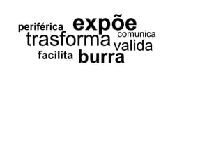 periférica   expõe
 trasforma valida  comunica

    facilita   burra
 