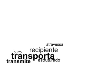 atravessa
  burro   recipiente
  transporta
transmite estruturado
 