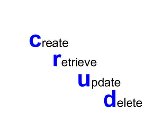 create
   retrieve
        update
            delete
 