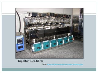 Fonte: www.tci-kurz.com.br/v1/main_services.php
Digestor para fibras
 
