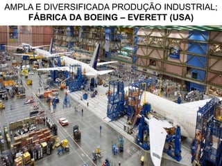 AMPLA E DIVERSIFICADA PRODUÇÃO INDUSTRIAL;
FÁBRICA DA BOEING – EVERETT (USA)
 