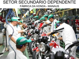 SETOR SECUNDÁRIO DEPENDENTE
FÁBRICA DA HONDA - MANAUS
 