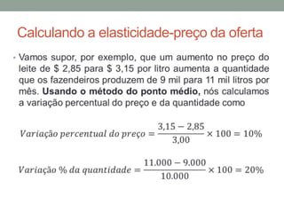 Calculando a elasticidade-preço da oferta
•

 
