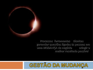 Processos ,  ferramentas  e  técnicas  para  gerenciar questões ligadas às pessoas em uma  MUDANÇA  de negócio  para  atingir o melhor resultado possível .  (GROUARD & MESTON) 