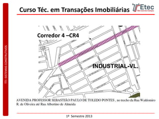 TTI-SISTEMASCONSTRUTIVOS
1º Semestre 2013
Curso Téc. em Transações Imobiliárias
Corredor 4 –CR4
 