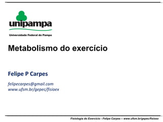 Felipe P Carpes [email_address] www.ufsm.br/gepec/fisioex Metabolismo do exercício 