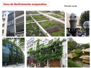 Zona de Resfriamento evaporativo
Telhado verde
 