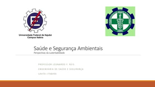 Saúde e Segurança Ambientais
Perspectivas da sustentabilidade
PROFESSOR LEONARDO F. REIS
ENGENHARIA DE SAÚDE E SEGURANÇA
UNIFEI-ITABIRA
 