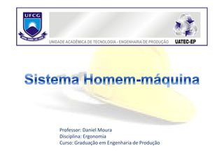 Professor: Daniel Moura
Disciplina: Ergonomia
Curso: Graduação em Engenharia de Produção
 