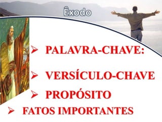  PALAVRA-CHAVE:
 VERSÍCULO-CHAVE
 PROPÓSITO
 FATOS IMPORTANTES
 