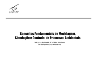 Conceitos Fundamentais de Modelagem,
Simulação e Controle de Processos Ambientais
DPA-6100 - Modelagem de Sistemas Ambientais
Clarissa Daisy da Costa Albuquerque
 