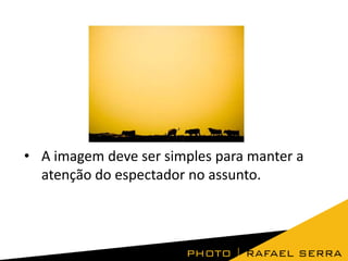 • A imagem deve ser simples para manter a
atenção do espectador no assunto.

 