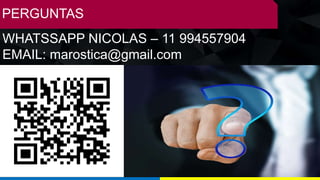 WHATSSAPP NICOLAS – 11 994557904
EMAIL: marostica@gmail.com
PERGUNTAS
 