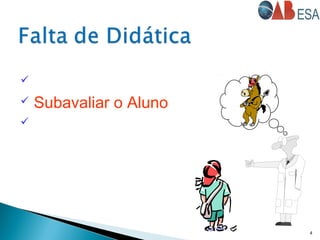  Sentar e “ler” a aula
 Subavaliar o Aluno

4
 