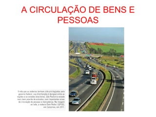 A CIRCULAÇÃO DE BENS E
PESSOAS
 