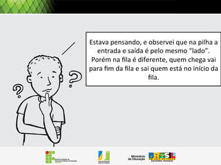 Pilha: Conceito básico
empilha
empilha
(1)

(2)

(3)

 