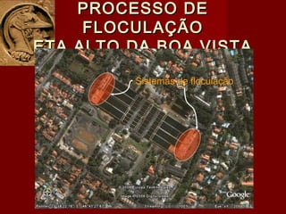PROCESSO DEPROCESSO DE
FLOCULAÇÃOFLOCULAÇÃO
ETA ALTO DA BOA VISTAETA ALTO DA BOA VISTA
Sistemas de floculação
 