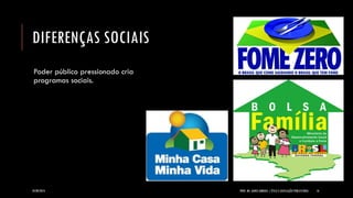 DIFERENÇAS SOCIAIS 
Poder público pressionado cria programas sociais. 
24/09/2014 PROF. MS. AGNES ARRUDA | ÉTICA E LEGISLAÇÃO PUBLICITÁRIA 16 
 