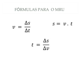 FÓRMULAS PARA O MRU
 