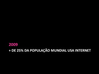 + de 25% da população mundial usa internet2009