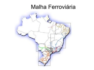 Malha Ferroviária
Fontes : Ministério dos Transportes
CFN
ALL
FCA
EFVM
Ferroban
MRS
Novoeste
 