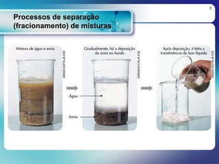 Processos de separação
(fracionamento) de misturas
3
 