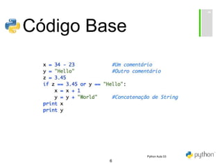 6
Código Base
Python Aula 03
 