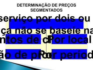 serviço por dois ou
nça não se baseie na
ntos de clientes
         Por local
ão de produto
       Por períod
 