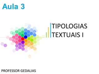 TIPOLOGIAS
TEXTUAIS I
PROFESSOR GEDALIAS
 