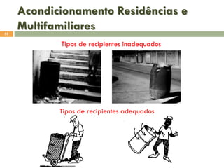 Acondicionamento Residências e
Multifamiliares
55

Tipos de recipientes inadequados

Tipos de recipientes adequados

 