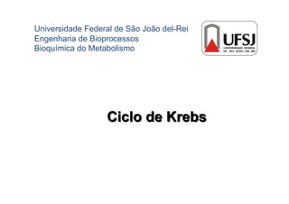 Universidade Federal de São João del-Rei
Engenharia de Bioprocessos
Bioquímica do Metabolismo
 