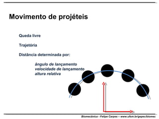 Movimento de projéteis Queda livre Trajetória Distância determinada por: ângulo de lançamento velocidade de lançamento altura relativa 
