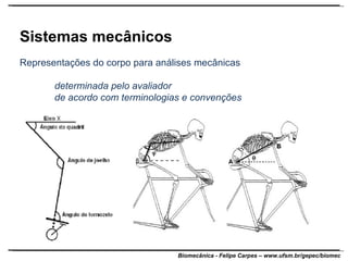 Sistemas mecânicos Representações do corpo para análises mecânicas determinada pelo avaliador de acordo com terminologias e convenções 