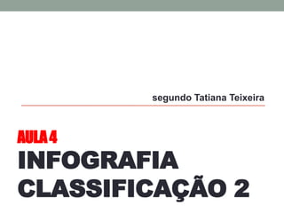 AULA 4 INFOGRAFIA CLASSIFICAÇÃO 2 
segundo Tatiana Teixeira  