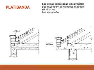 PLATIBANDA
São peças executadas em alvenaria
que escondem os telhados e podem
eliminar os
beirais ou não
 