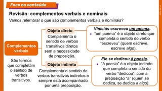 AULA 4 - Estrutura da oração (sujeito, predicado, complementos verbais ...