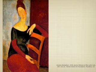 Amedeo Modigliani. 1918. Jeanne Hébuterne Óleo sobre tela.
 100 x 65 cm.. Norton Simon Art Foundation. Pasadena. CA.
 