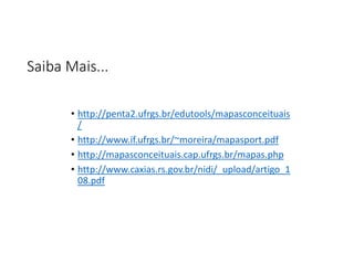 Saiba Mais...
• http://penta2.ufrgs.br/edutools/mapasconceituais
/
• http://www.if.ufrgs.br/~moreira/mapasport.pdf
• http://mapasconceituais.cap.ufrgs.br/mapas.php
• http://www.caxias.rs.gov.br/nidi/_upload/artigo_1
08.pdf
 