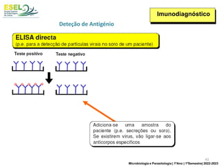 Imunodiagnóstico
Deteção de Antigénio
43
Microbiologia e Parasitologia | 1ºAno | 1ºSemestre| 2022-2023
 