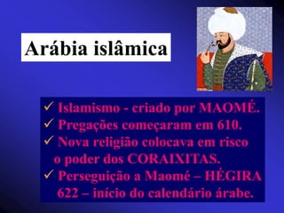 Arábia pré-islâmica Predomínio de áreas desérticas.